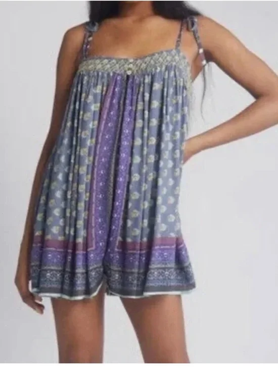 Free People Intimately Rule the World Romper Blue Purple Boho Festival Size S - Picture 2 of 11